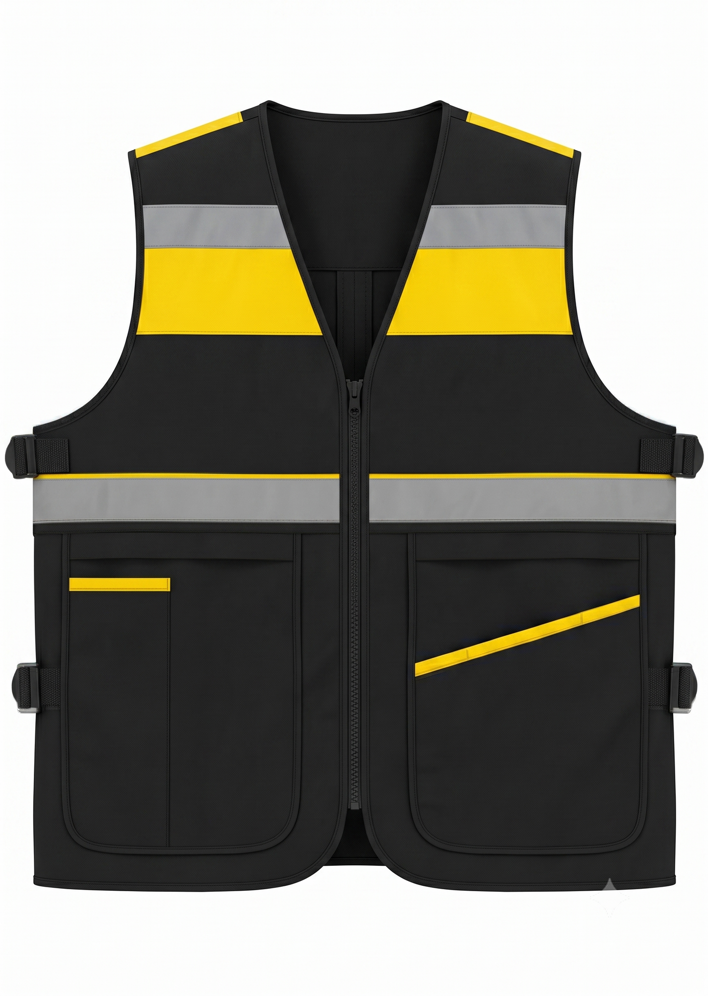 High-Visibility Safety Vest - Front View with Reflective Tape