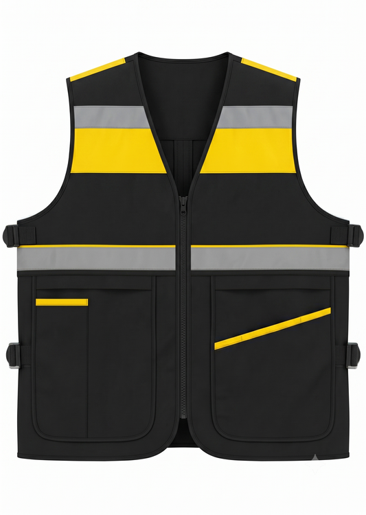 High-Visibility Safety Vest - Front View with Reflective Tape
